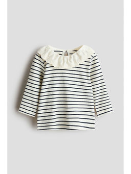 H&M - Girls White Collared Rib-Knit Top
