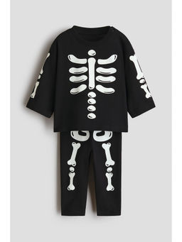 H&M - Kids Black 2-Piece Printed Cotton Set