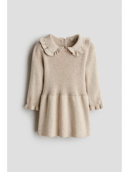 H&M - Girls Beige Cotton-Knit Dress
