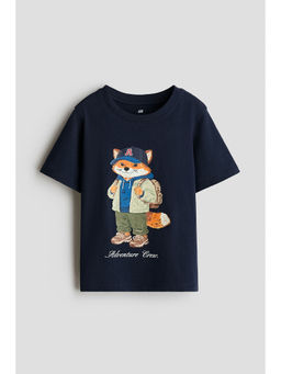 H&M - Boys Navy Blue Printed T-Shirt