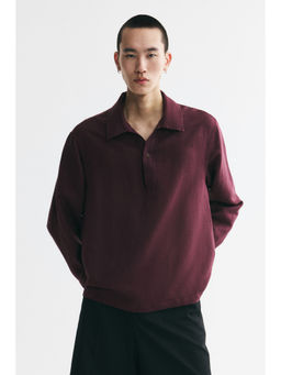 H&M - Men Red Relaxed Fit Popover Shirt