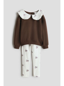H&M - Girls Brown 2-Piece Printed Set