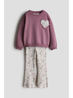 H&M - Girls Purple 2-Piece Appliqued Set