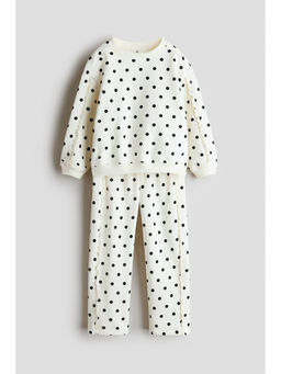 H&M - Girls White 2-Piece Printed Sweatshirt Set