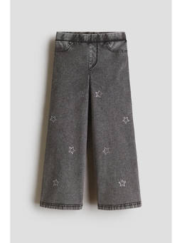 H&M - Girls Grey Wide Denim-Look Jeggings