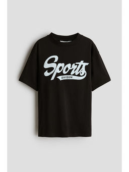 H&M - Boys Black Printed Cotton T-Shirt
