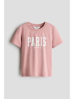 H&M - Girls Pink Motif-Detail Cotton T-Shirt