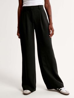 Fnocks - Women High-Waisted Wide Leg Black Trouser