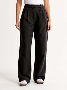 Fnocks - High-Waisted Wide Leg Women Black Trouser