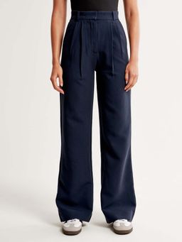 Fnocks - Women Western Wear Wide Leg High-Waisted Navy Blue Trouser