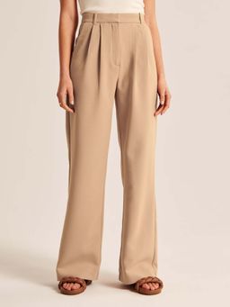 Fnocks - Women Western Wear Wide Leg High-Waisted Khaki Trouser
