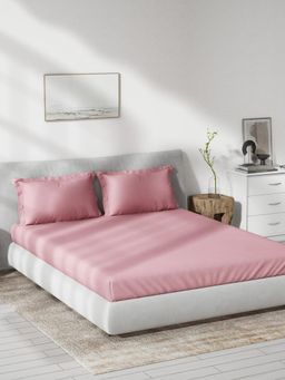 Ddecor Live Beautiful - Cotton Plain Dyed 180 TC King Bedsheet with 2 Pillow Covers - Pink