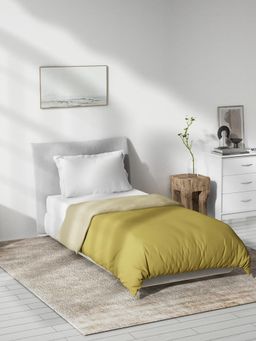 Ddecor Live Beautiful - Floral Printed Mild Winter 125 GSM Cotton Single Bed Quilt - Gold