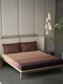 Ddecor Live Beautiful - Cotton Abstract 210 TC Double Bedsheet with 2 Pillow Covers - Brown