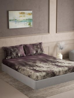 Ddecor Live Beautiful - Cotton Floral 145 TC Double Bedsheet with 2 Pillow Covers - Wine