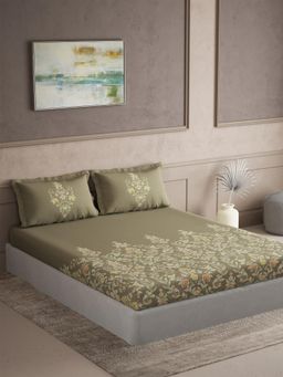 Ddecor Live Beautiful - Cotton Ethnic 145 TC Double Bedsheet with 2 Pillow Covers - Green