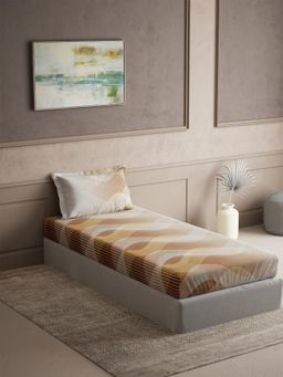 Ddecor Live Beautiful - Cotton Abstract 145 TC Single Bedsheet with 1 Pillow Cover - Brown