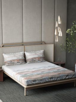 Ddecor Live Beautiful - Cotton Stripes 210 TC Double Bedsheet with 2 Pillow Covers - Pink