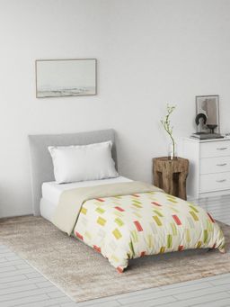 Ddecor Live Beautiful - Stripes Reversible 125 GSM Cotton AC Single Bed Dohar - Yellow