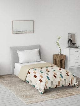 Ddecor Live Beautiful - Stripes Reversible 125 GSM Cotton AC Single Bed Dohar - Brown