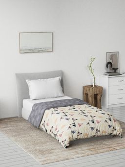 Ddecor Live Beautiful - Geometric Reversible 125 GSM Cotton AC Single Bed Dohar - Purple