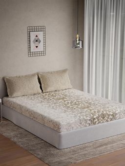 Ddecor Live Beautiful - Cotton Ethnic 145 TC Double Bedsheet with 2 Pillow Covers - Brown