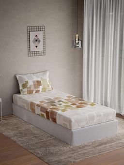 Ddecor Live Beautiful - Cotton Geometric 145 TC Single Bedsheet with 1 Pillow Cover - Brown