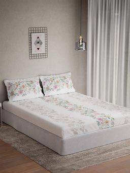 Ddecor Live Beautiful - Cotton Floral 145 TC Queen Bedsheet with 2 Pillow Covers - Pink