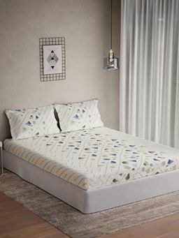 Ddecor Live Beautiful - Cotton Abstract 145 TC Double Bedsheet with 2 Pillow Covers - Green