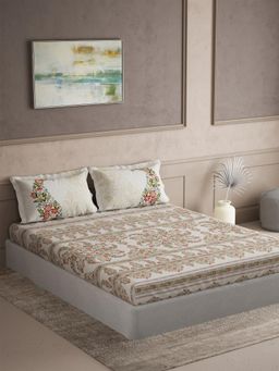 Ddecor Live Beautiful - Cotton Ethnic 145 TC Double Bedsheet with 2 Pillow Covers - Red