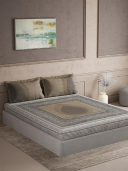 Ddecor Live Beautiful - Cotton Ethnic 145 TC Double Bedsheet with 2 Pillow Covers - Beige