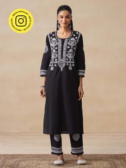 House of Chikankari - Chikankari Woven Kurta Set