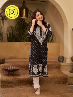 House of Chikankari - Chikankari Printed Long Kurta