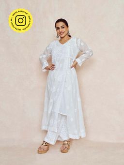 House of Chikankari - Chikankari Woven Angrakha