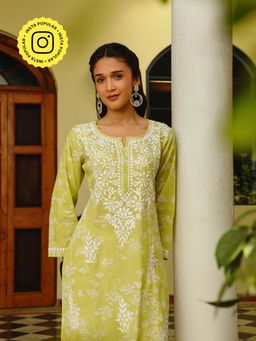 House of Chikankari - Chikankari Printed Long Kurta