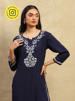 House of Chikankari - Chikankari Woven Kurta Set