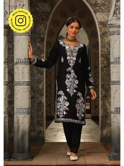 House of Chikankari - Kasmira Aari Woollen Straight Kurta