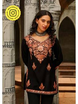 House of Chikankari - Kasmira Aari Woollen Short Kurta