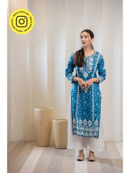 House of Chikankari - Chikankari Printed Long Kurta