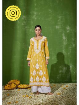 House of Chikankari - Chikankari Woven Long Kurta