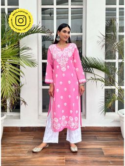 House of Chikankari - Chikankari Woven Long Kurta