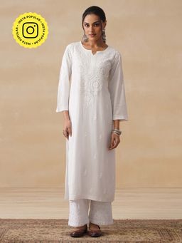 House of Chikankari - Chikankari Woven Long Kurta