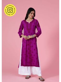 House of Chikankari - Chikankari Woven Long Kurta