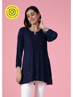 House of Chikankari - Chikankari Woven Short Kurta