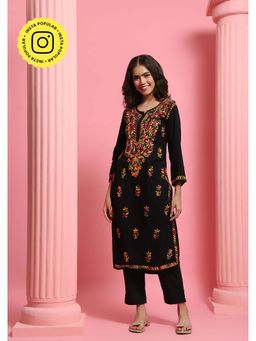 House of Chikankari - Chikankari Printed Long Kurta