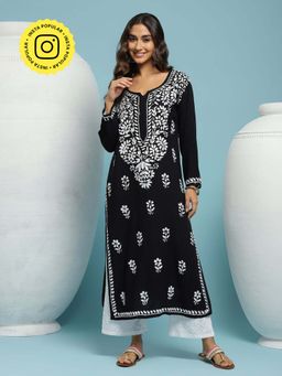 House of Chikankari - Chikankari Woven Long Kurta