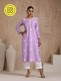 House of Chikankari - Chikankari Woven Long Kurta