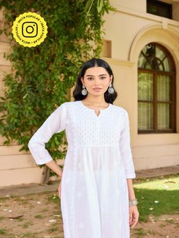 House of Chikankari - Chikankari Woven Long Kurta
