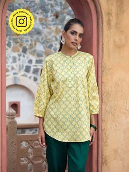 House of Chikankari - Handblock Printed Short Kurta