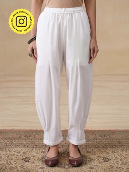House of Chikankari - Womens Woven Cotton Salwar Pant-White